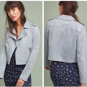 Anthropologie Light Gray Leather Jacket size M